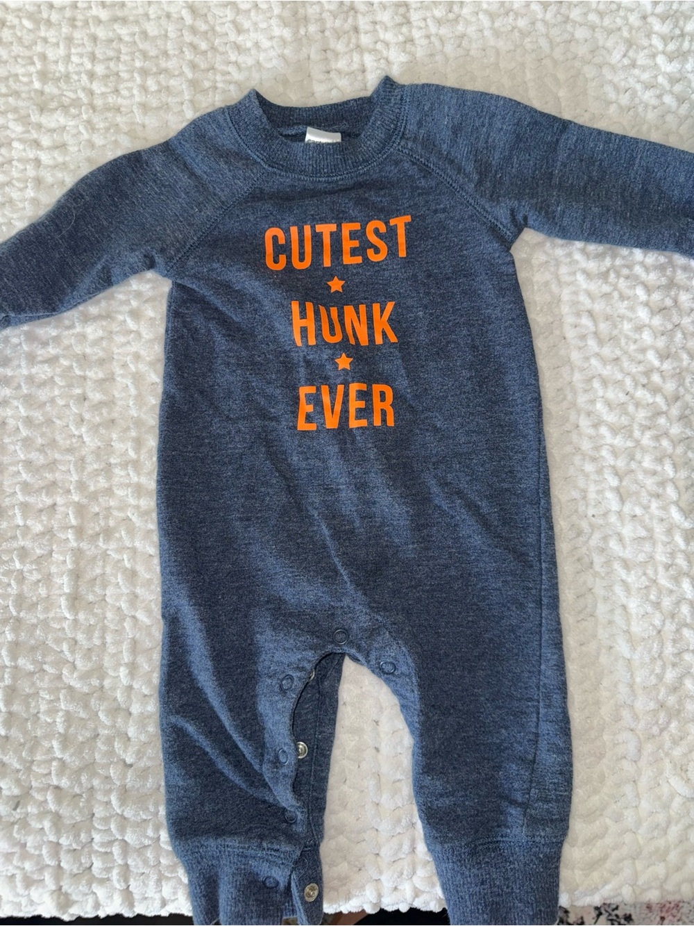 Carter's Navy Blue Footie with Orange 'Cutest Hunk Ever'